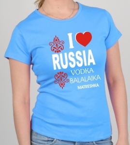 Футболка " I love Russia, vodka" ― Интернет магазин "Прикольные футболки"