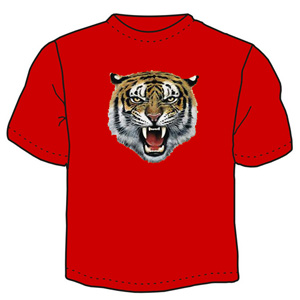 Тигр укус на красном ― Интернет магазин "Прикольные футболки"