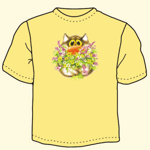 Кот с цветами ― Интернет магазин "Прикольные футболки"