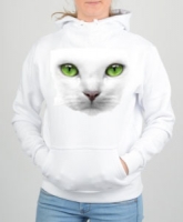 Толстовка с капюшоном"Кошка зелёные глаза"