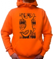 Толстовка оранжевая "Кот Love you"